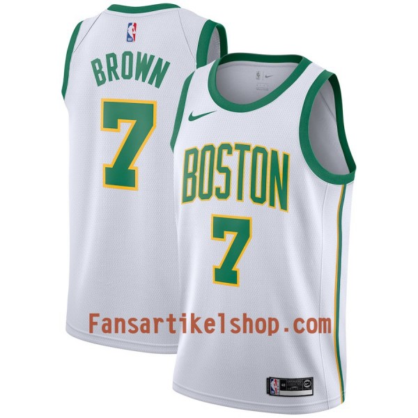 Boston Celtics Trikot Jaylen Brown 7 2018-19 Nike City Edition Weiß Swingman - Herren
